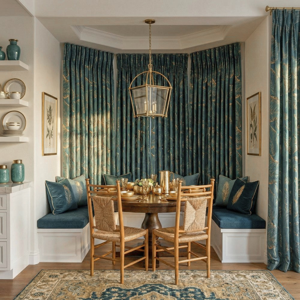 Avery Contemporary Golden Palms Patterned Curtains