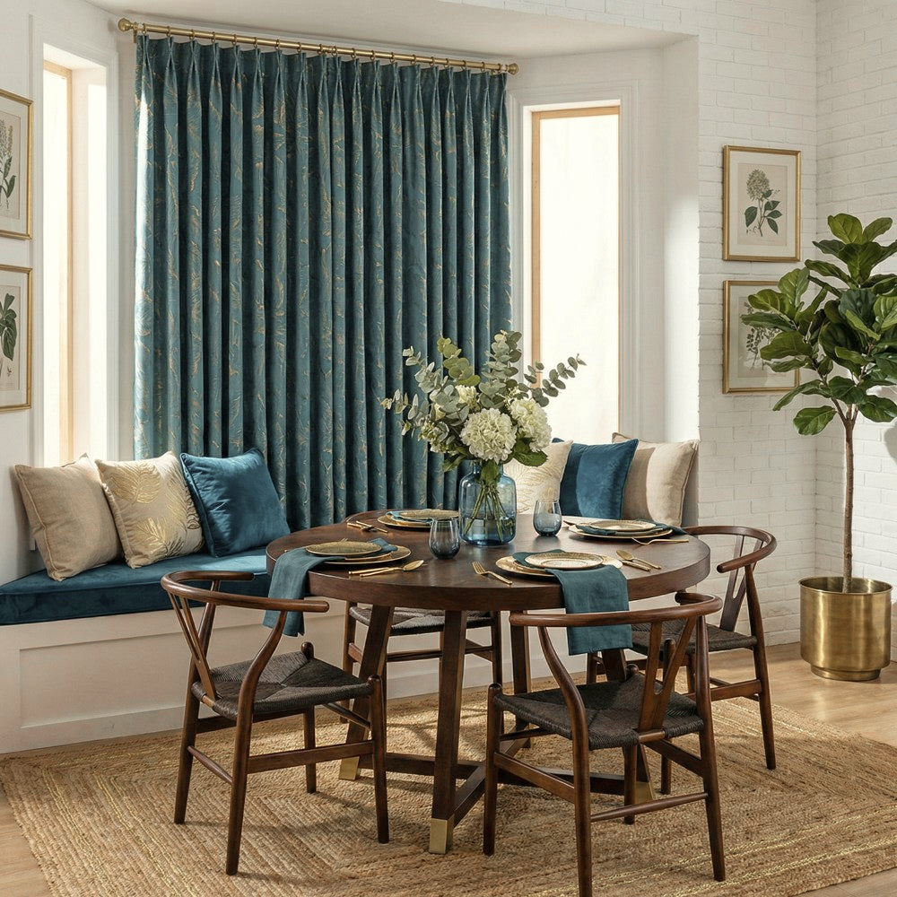 Avery Contemporary Golden Palms Patterned Curtains