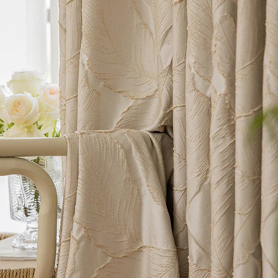 Avery Contemporary Golden Palms Patterned Curtains