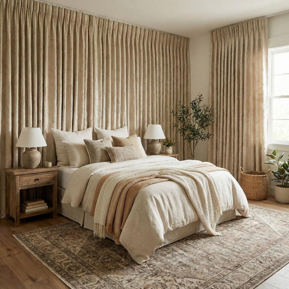 Avery Contemporary Golden Palms Patterned Curtains