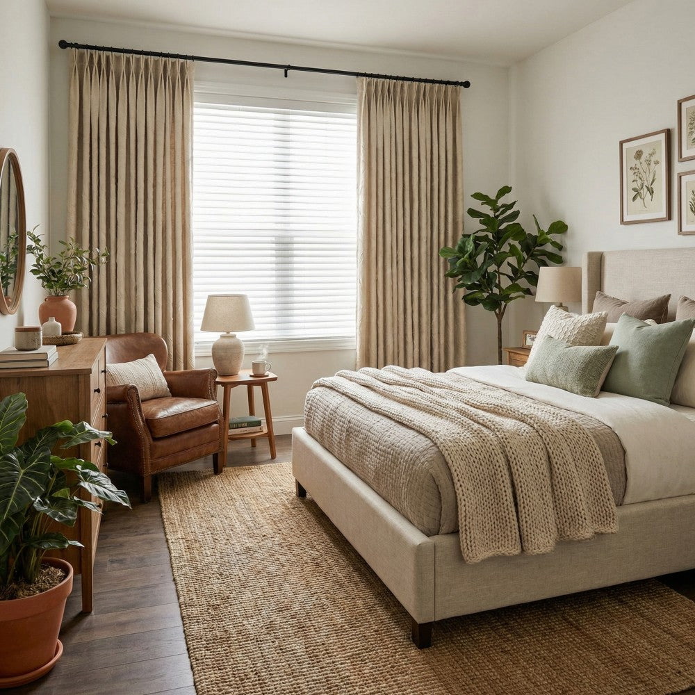 Avery Contemporary Golden Palms Patterned Curtains