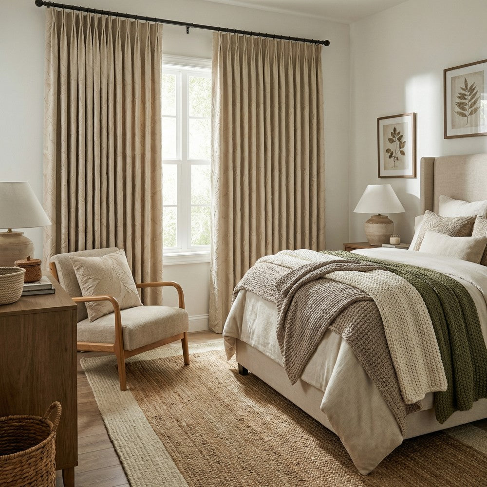 Avery Contemporary Golden Palms Patterned Curtains