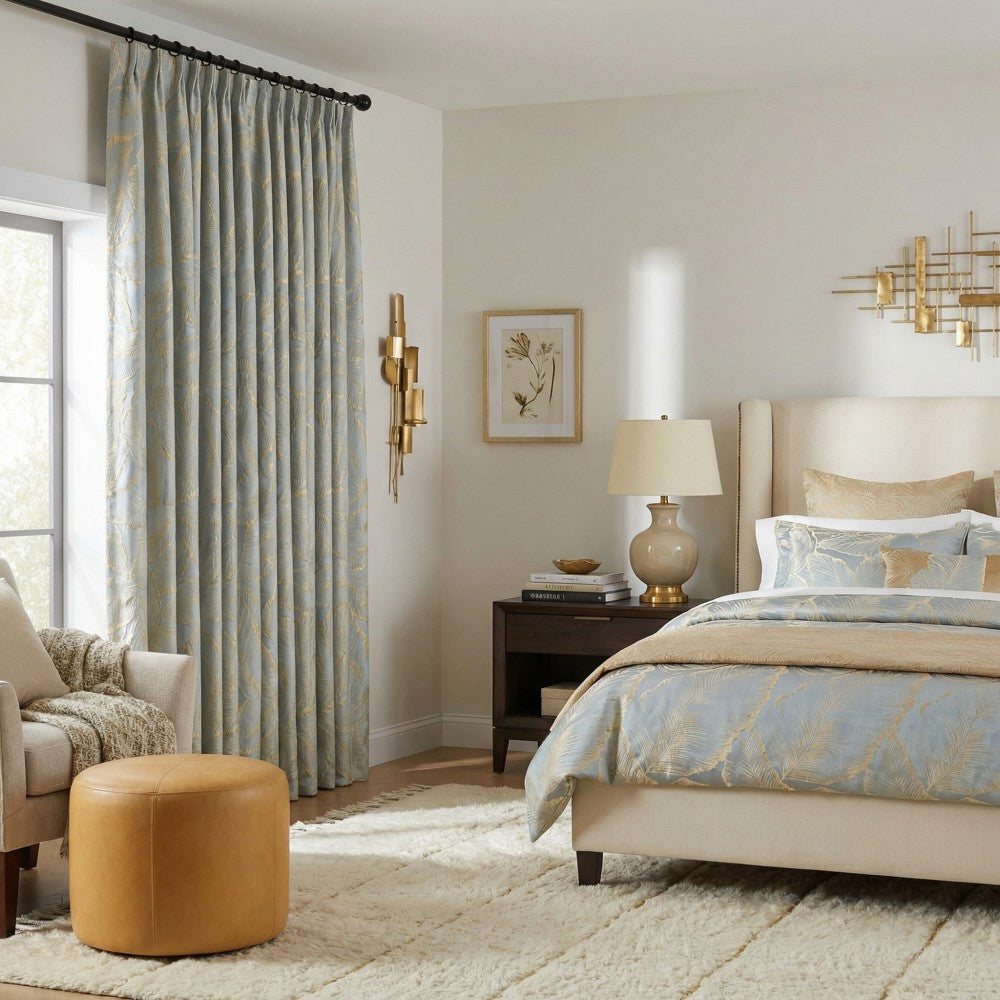 Avery Contemporary Golden Palms Patterned Curtains