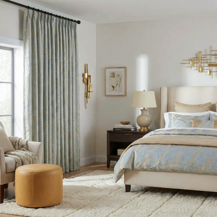 Avery Contemporary Golden Palms Patterned Curtains