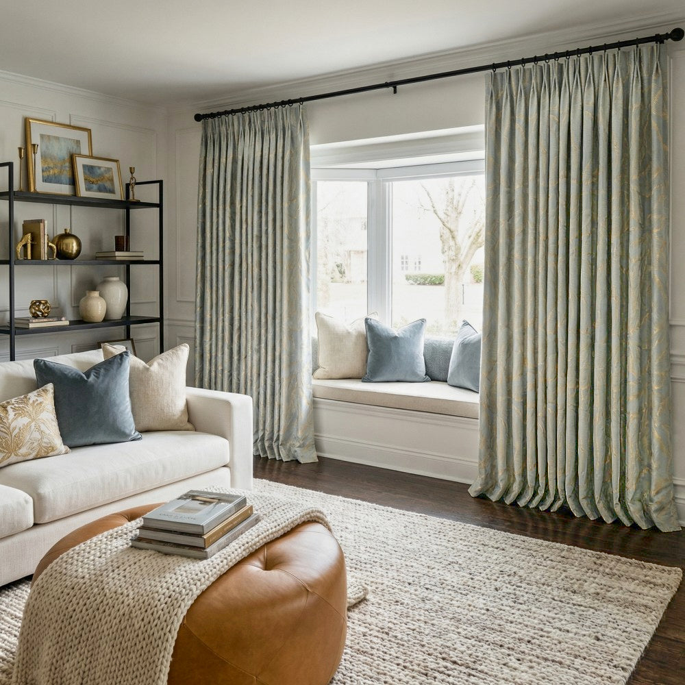 Avery Contemporary Golden Palms Patterned Curtains