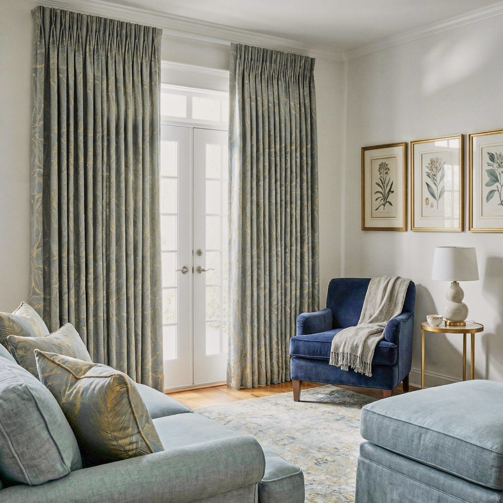 Avery Contemporary Golden Palms Patterned Curtains