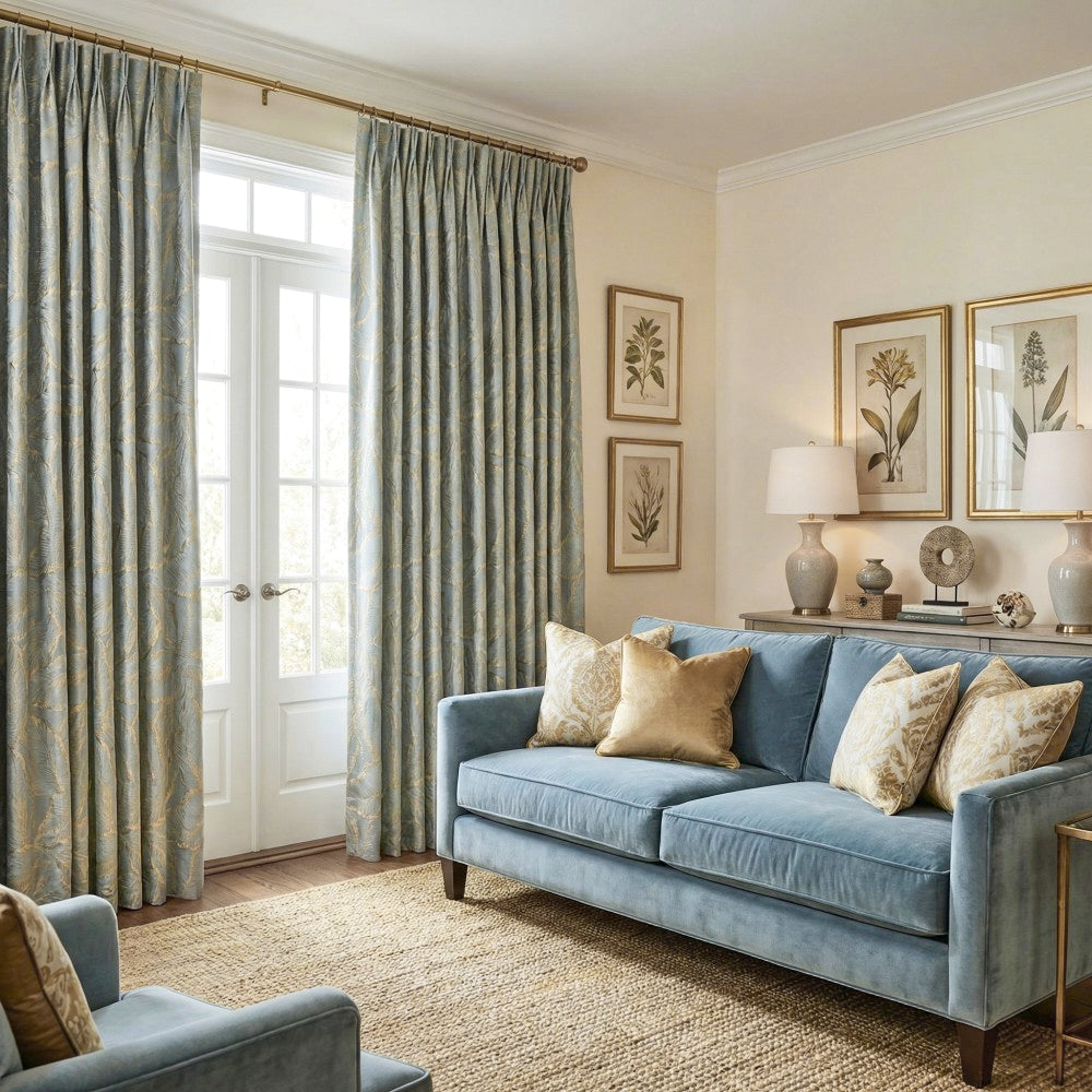 Avery Contemporary Golden Palms Patterned Curtains