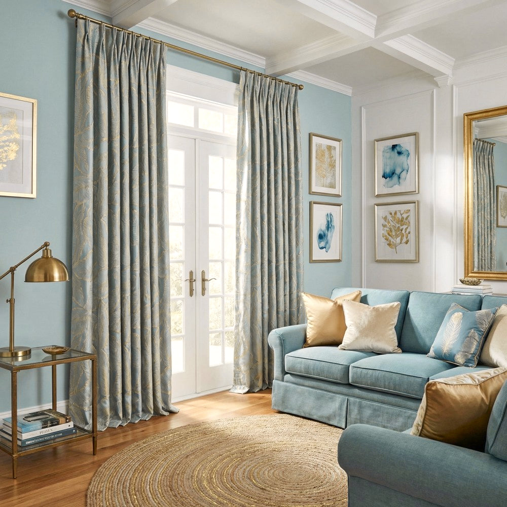 Avery Contemporary Golden Palms Patterned Curtains