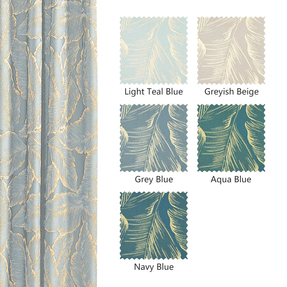 Avery Contemporary Golden Palms Patterned Curtains