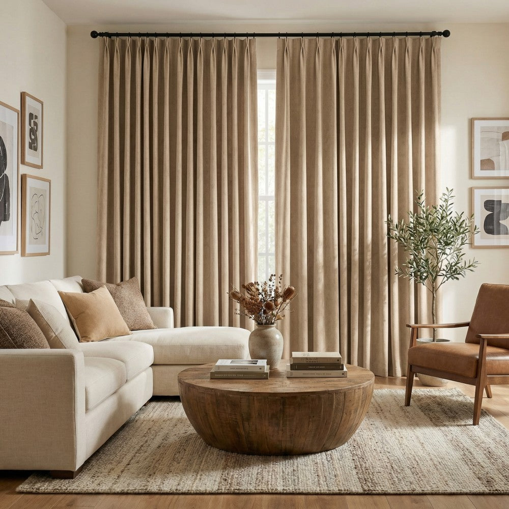 Ayo Wood Grain Textured 100% Blackout Curtains