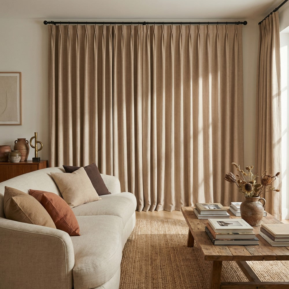Ayo Wood Grain Textured 100% Blackout Curtains