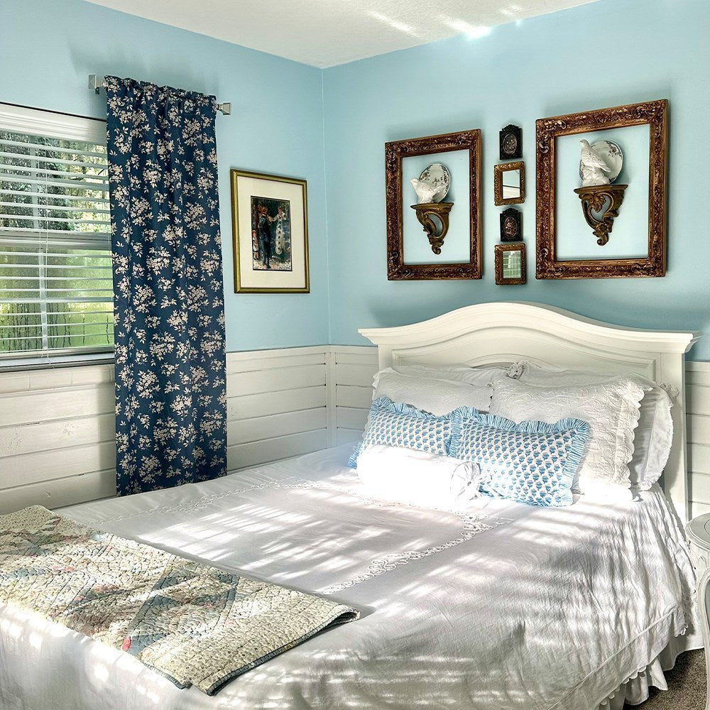 Bailey Vintage Navy Blue Floral Printed Curtains