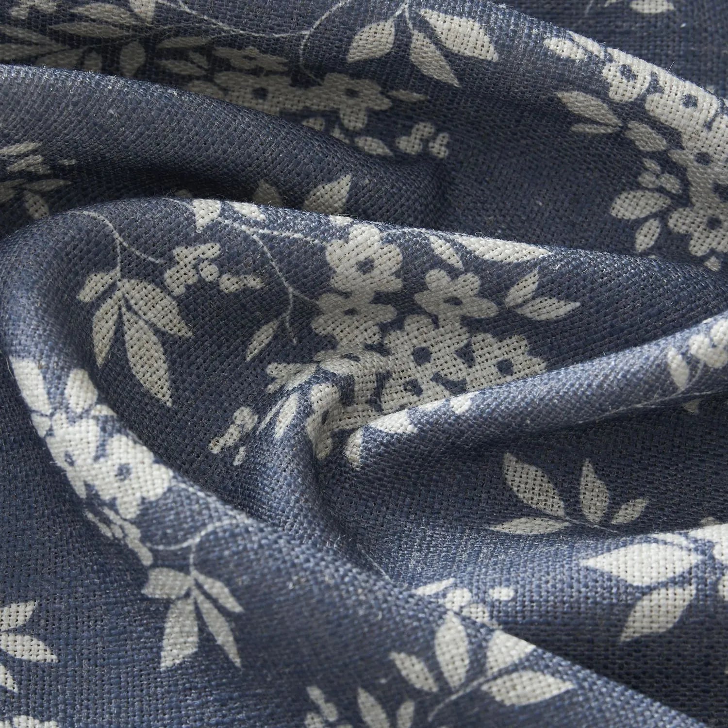 Bailey Vintage Navy Blue Floral Printed Curtains