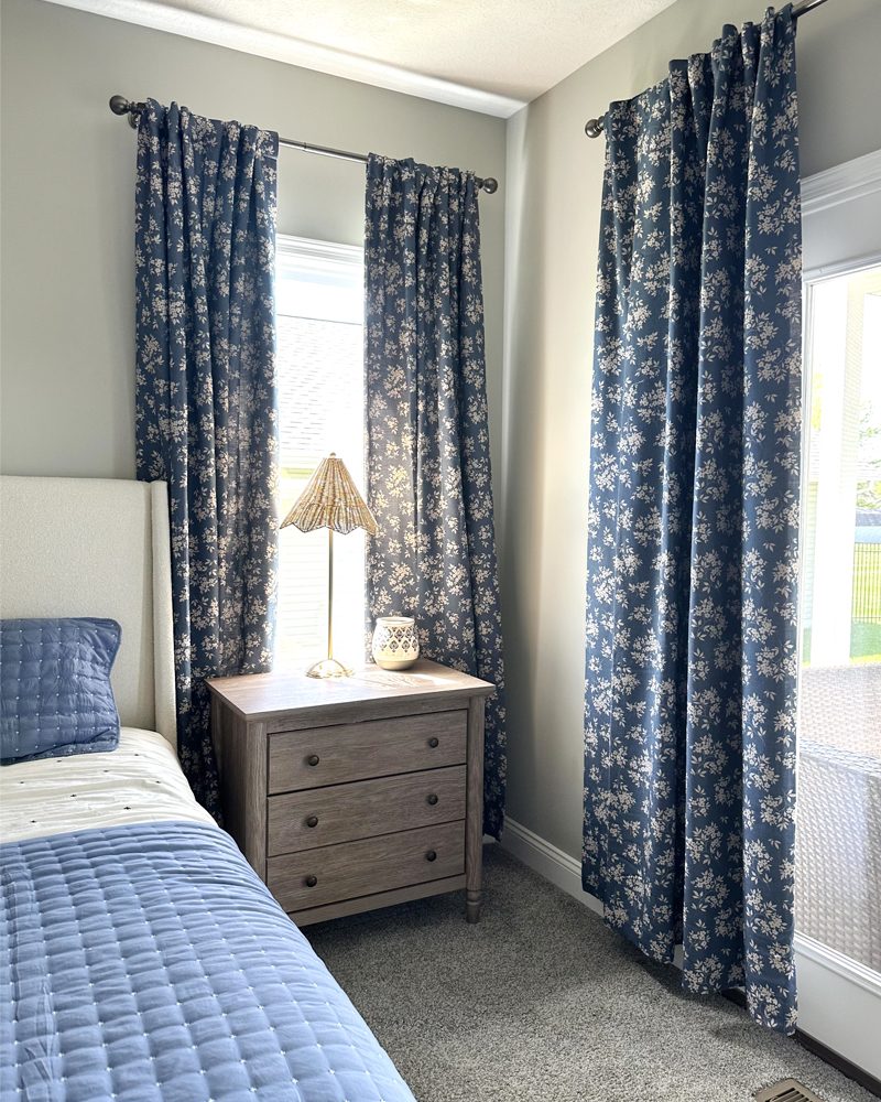 Bailey Vintage Navy Blue Floral Printed Curtains