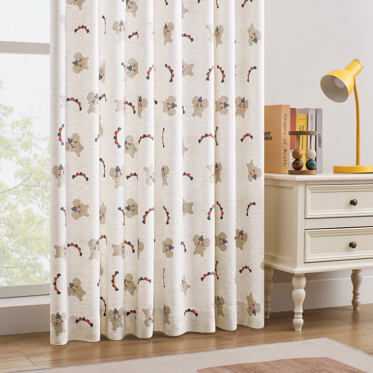 Beatrice Joyful Little Elephant Prints Soft Curtains