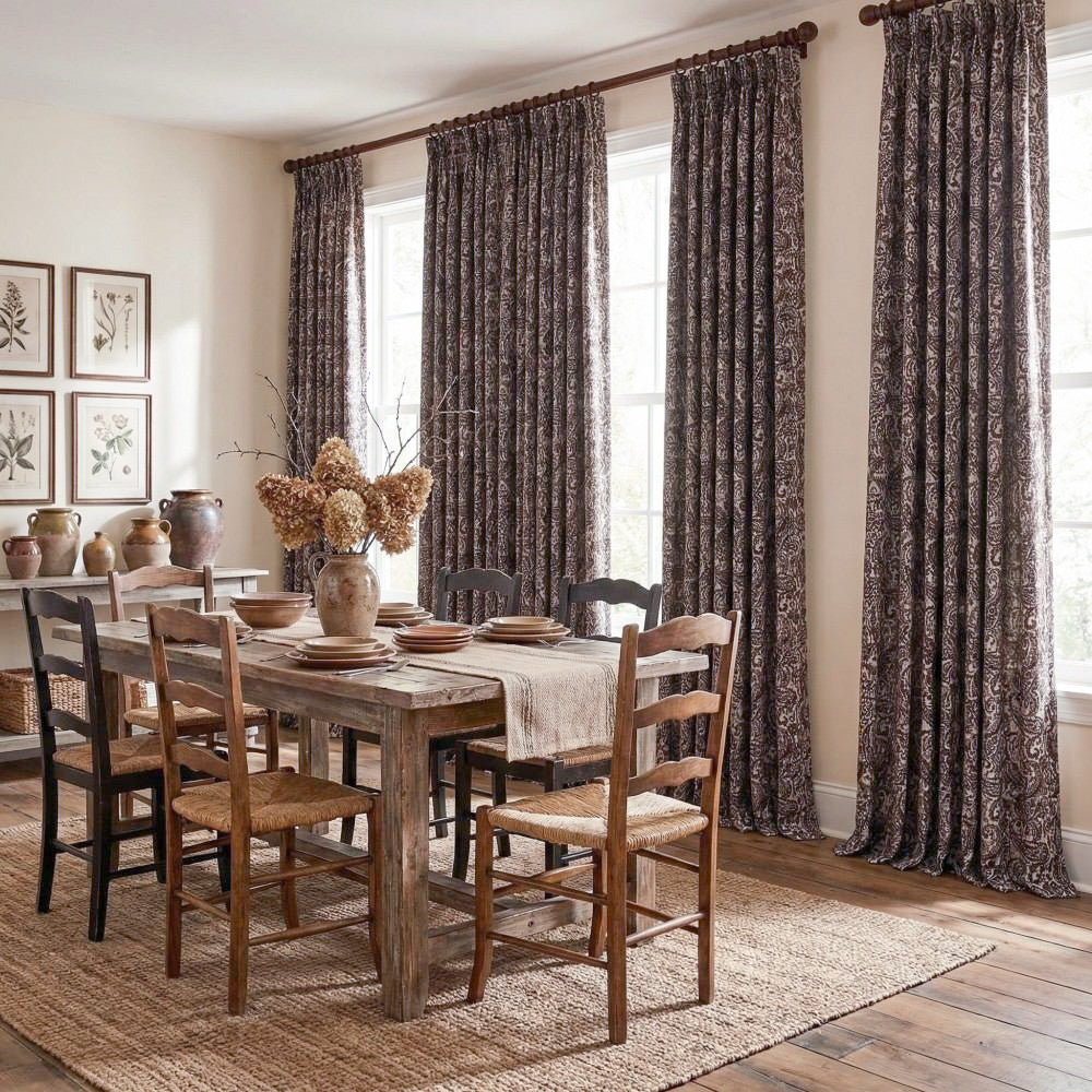 Beverly Classic Room Darkening Paisley Curtains