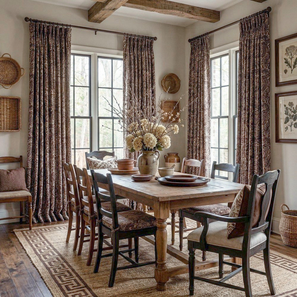 Beverly Classic Room Darkening Paisley Curtains