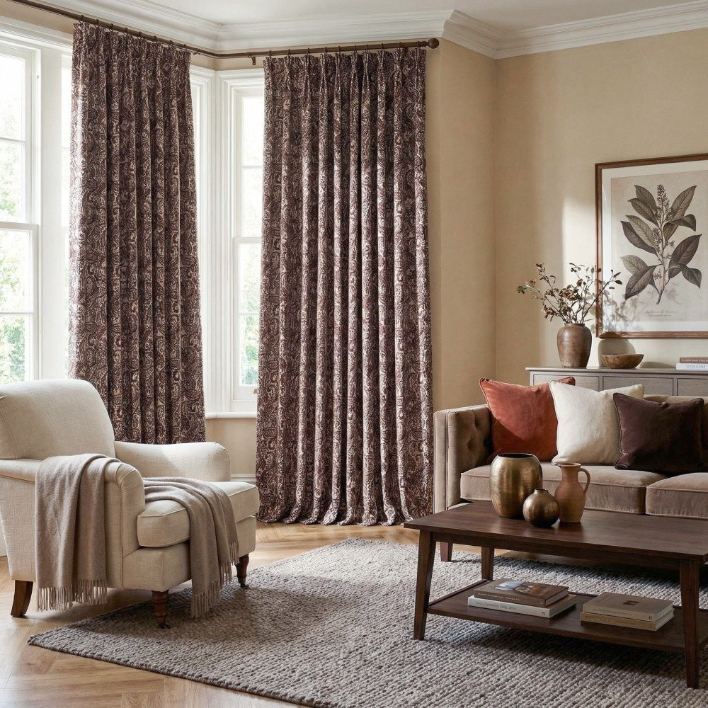 Beverly Classic Room Darkening Paisley Curtains