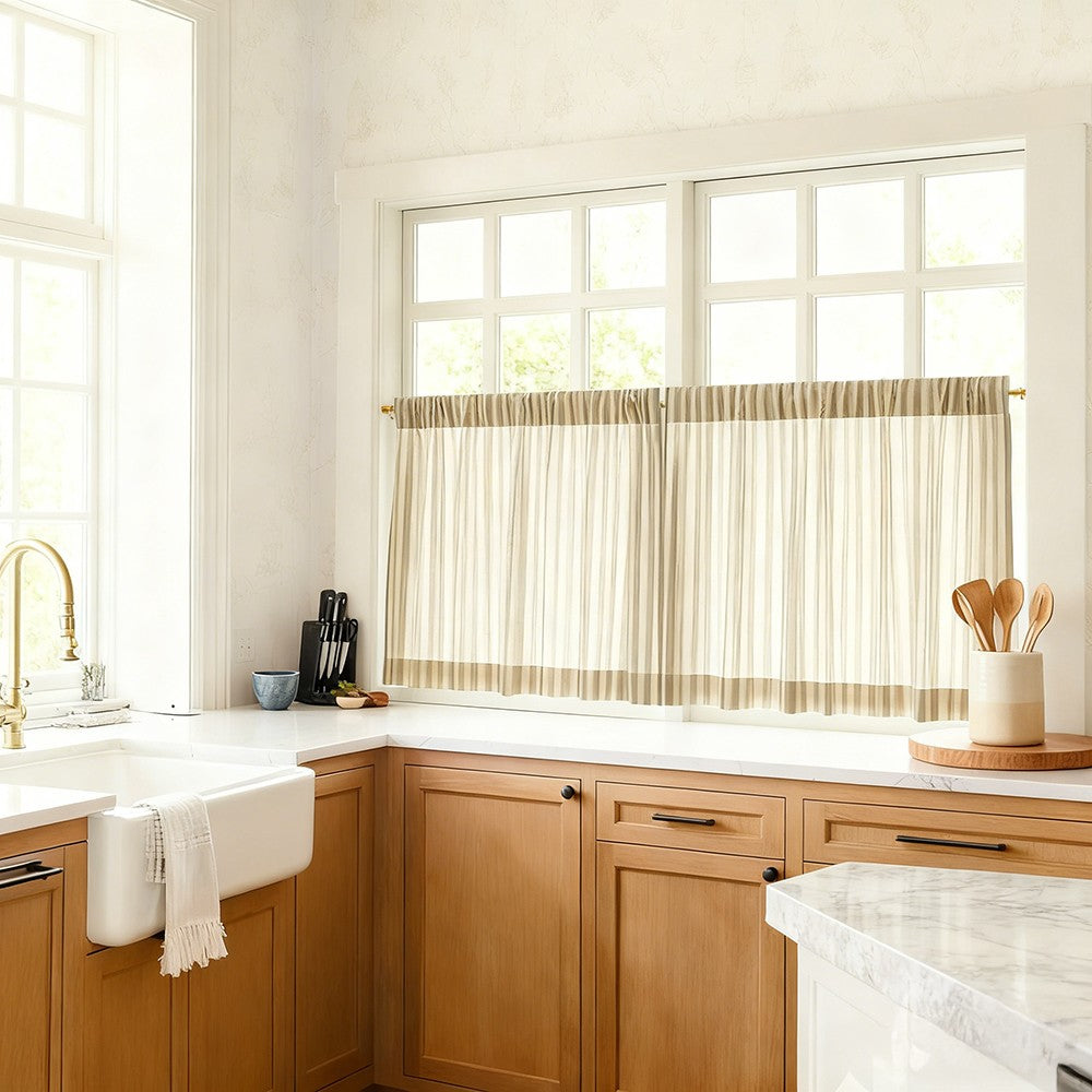 Blake Scandinavian Stripes Cafe Curtains