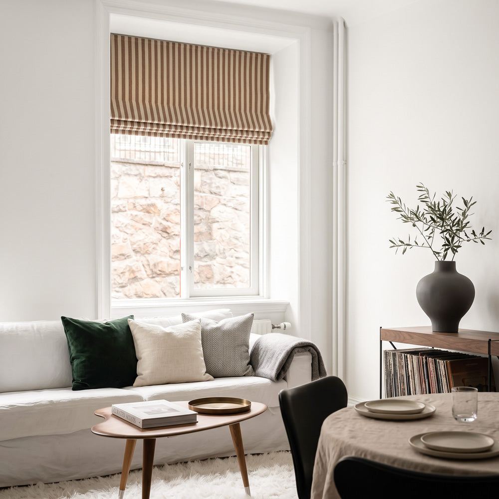Blake Striped Linen Roman Shade