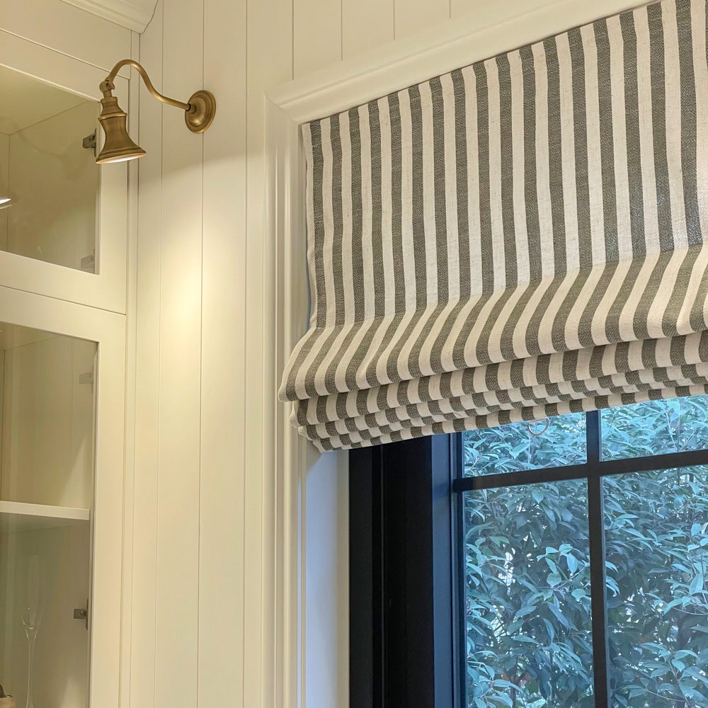 Blake Striped Linen Roman Shade
