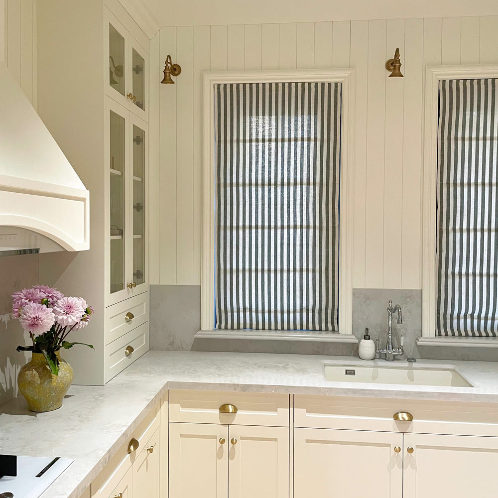 Blake Striped Linen Roman Shade