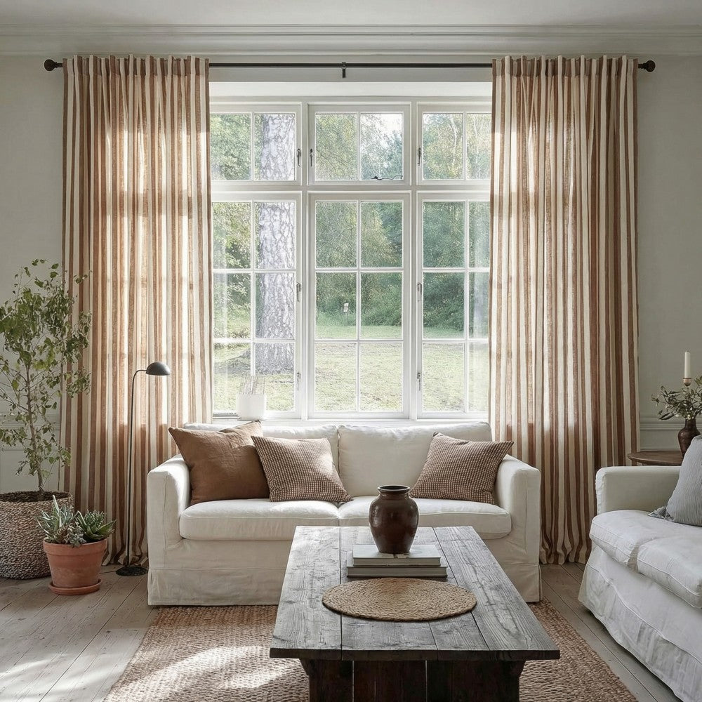 Blake Scandinavian Vertical Stripe Linen Curtains