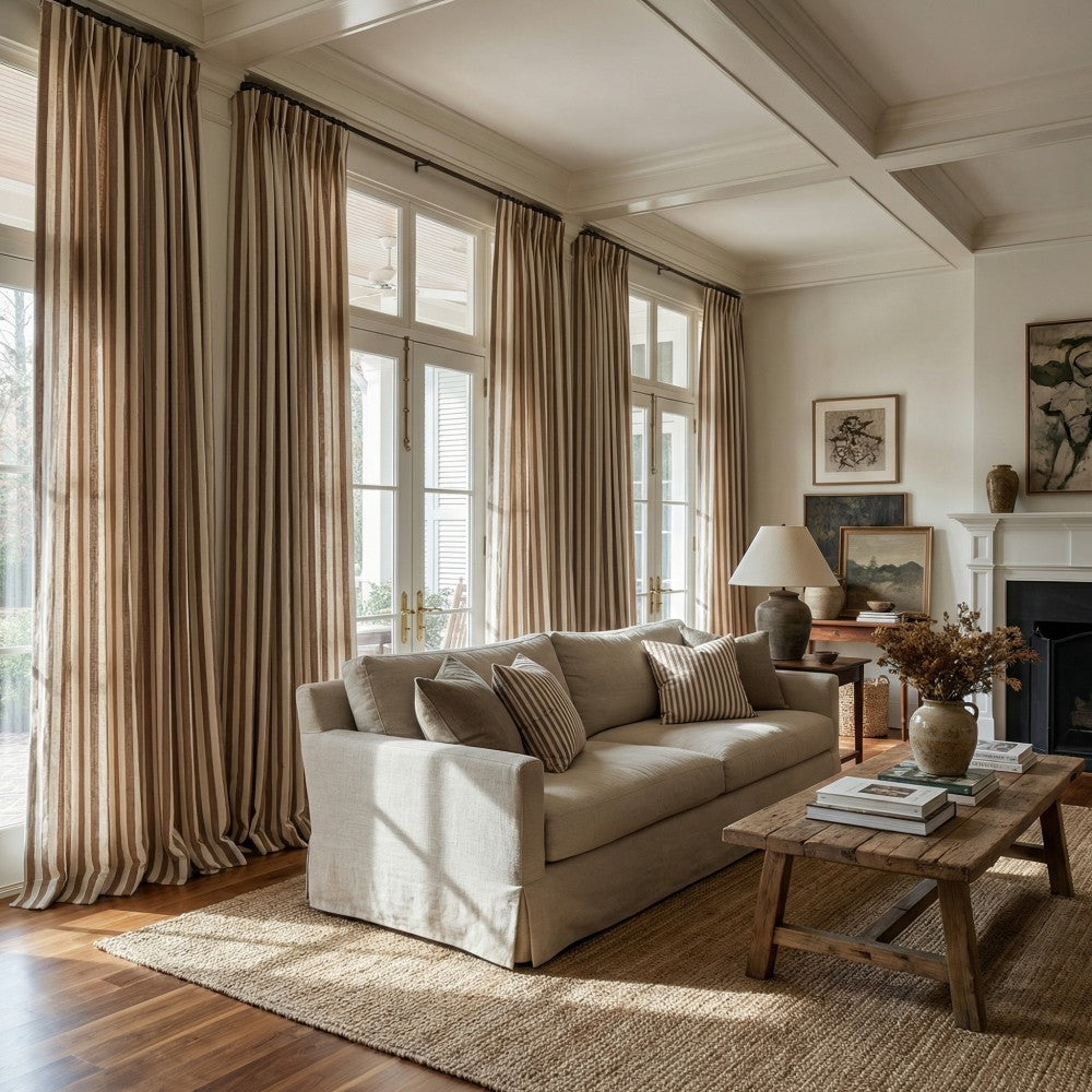 Blake Scandinavian Vertical Stripe Linen Curtains