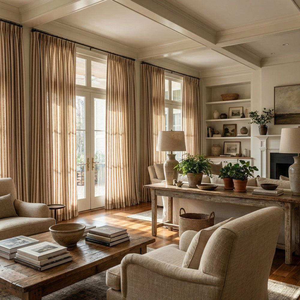 Blake Scandinavian Vertical Stripe Linen Curtains