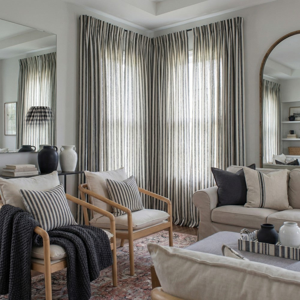 Blake Scandinavian Vertical Stripe Linen Curtains