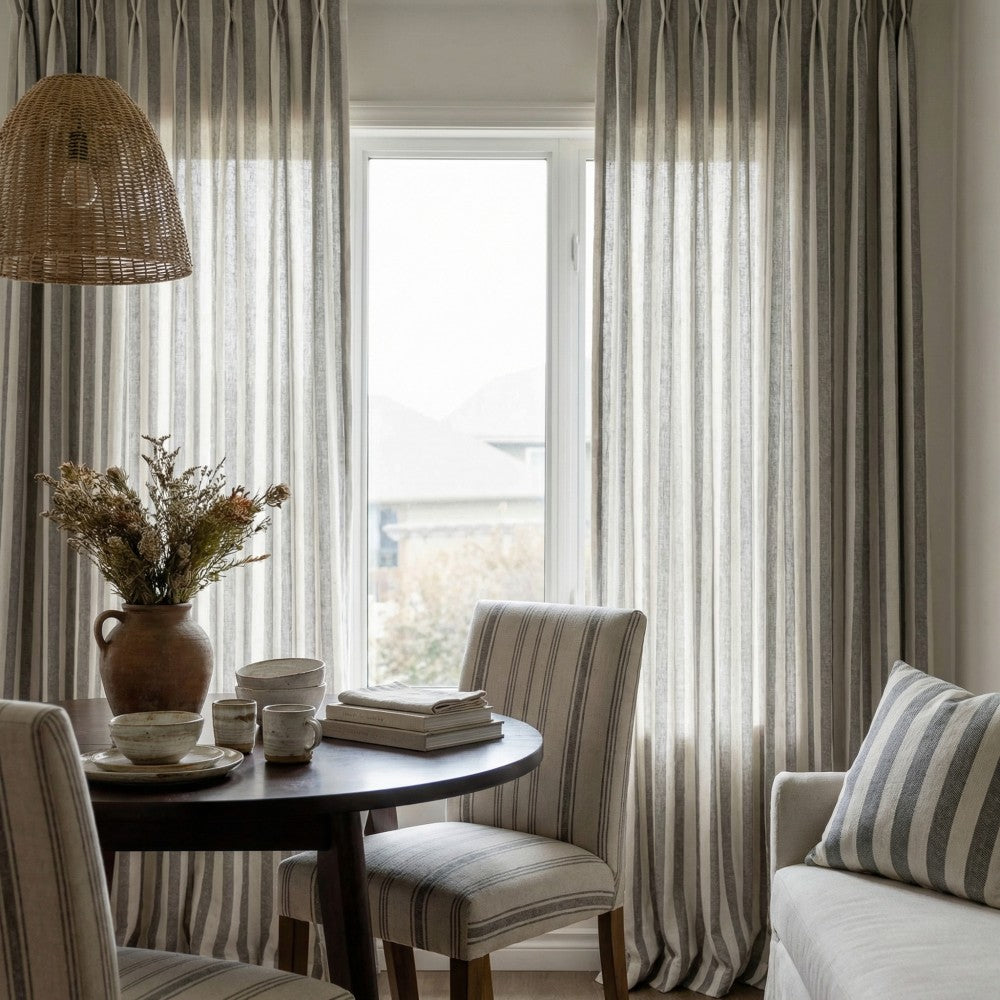Blake Scandinavian Vertical Stripe Linen Curtains
