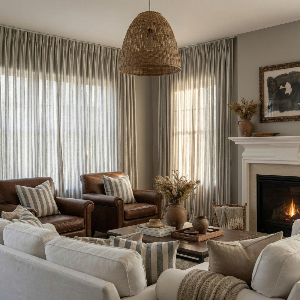 Blake Scandinavian Vertical Stripe Linen Curtains