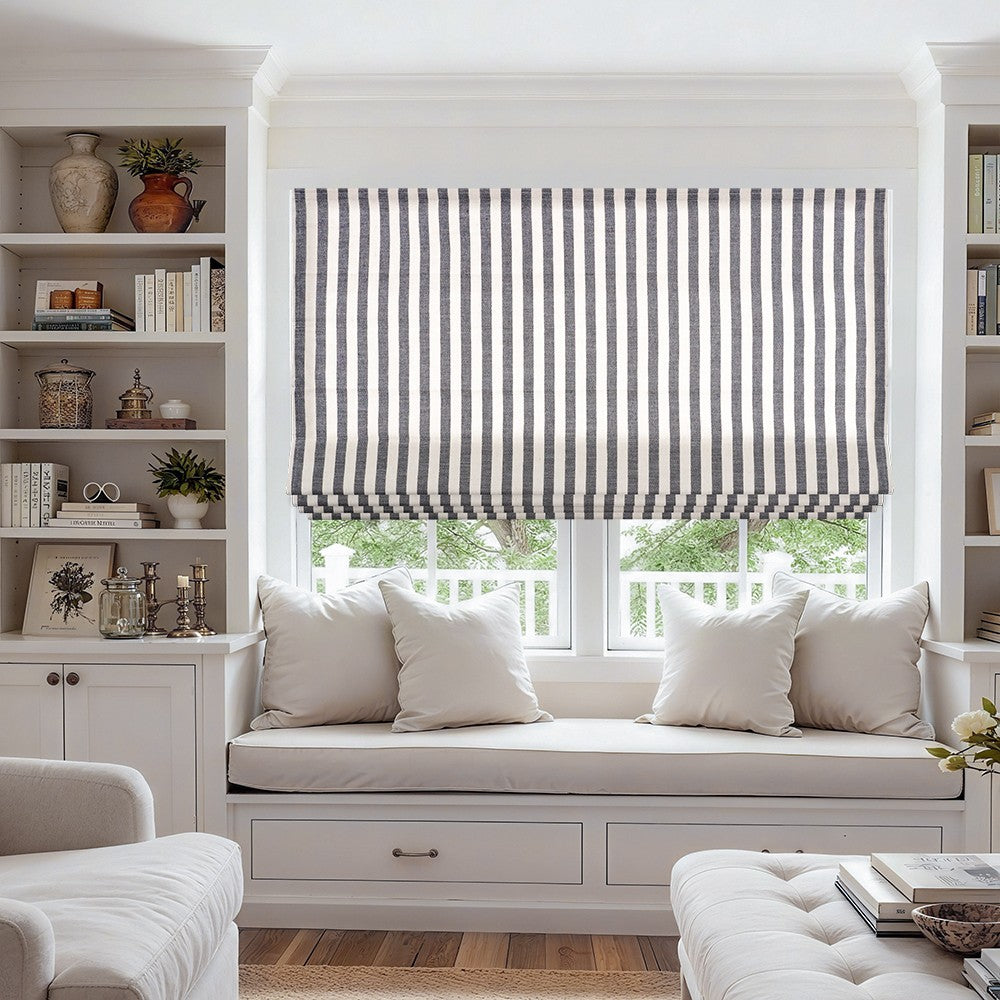 Blake Striped Linen Roman Shade