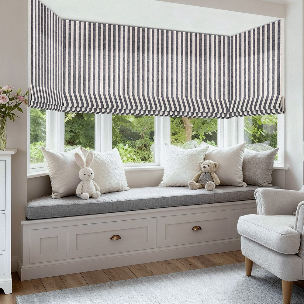 Blake Striped Linen Roman Shade