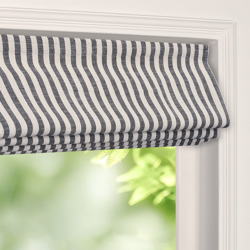 Blake Striped Linen Roman Shade