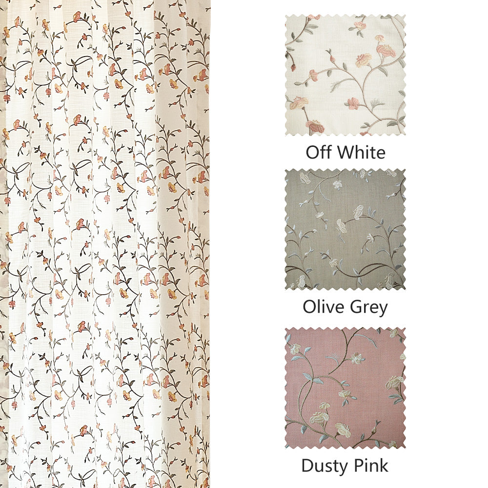 Bloom Embroidered Sprig Roman Shades