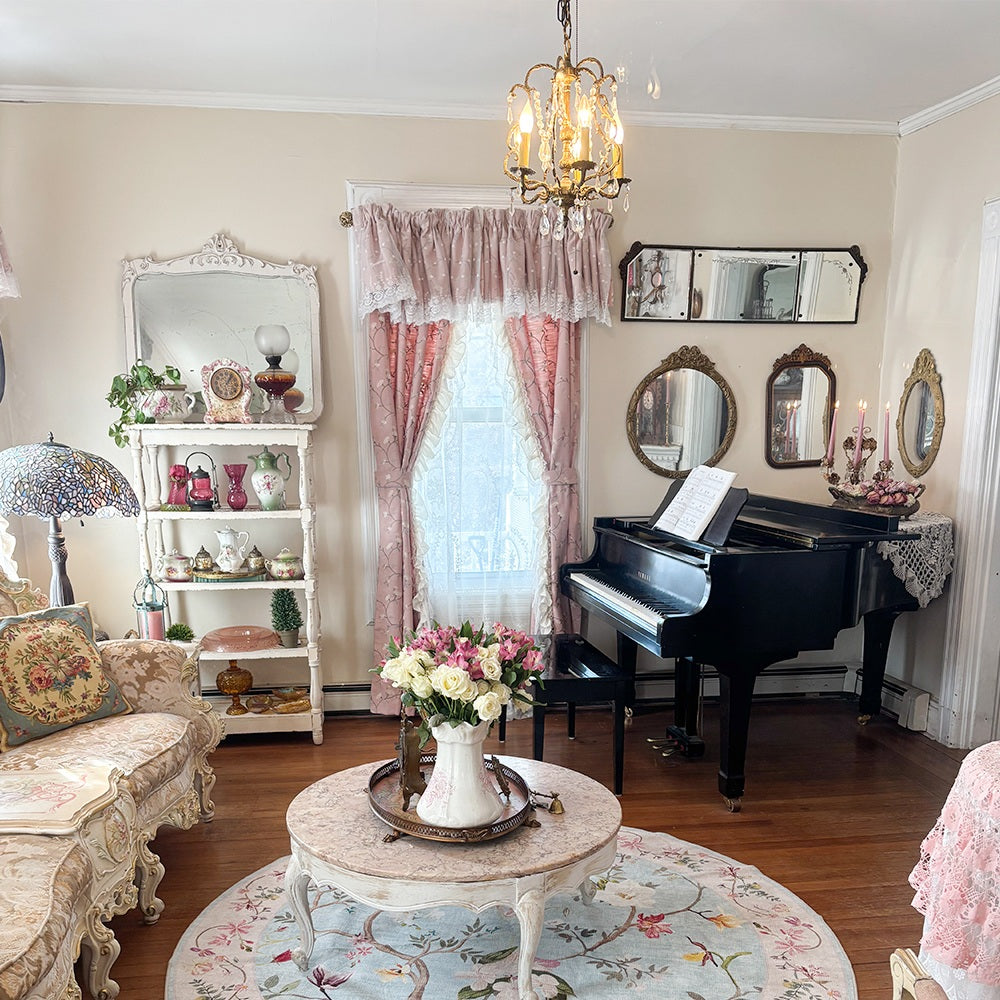 Bloom Spring Hues Floral Embroidered Curtains