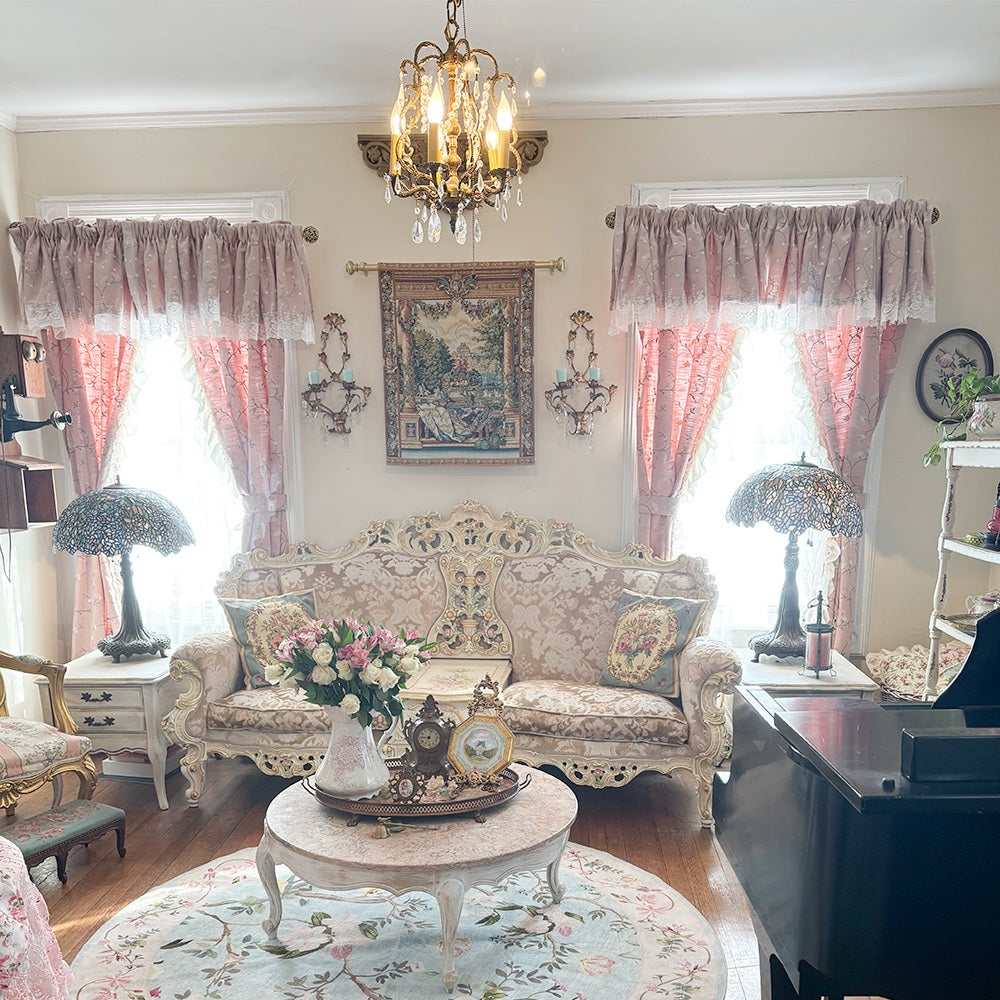 Bloom Spring Hues Floral Embroidered Curtains