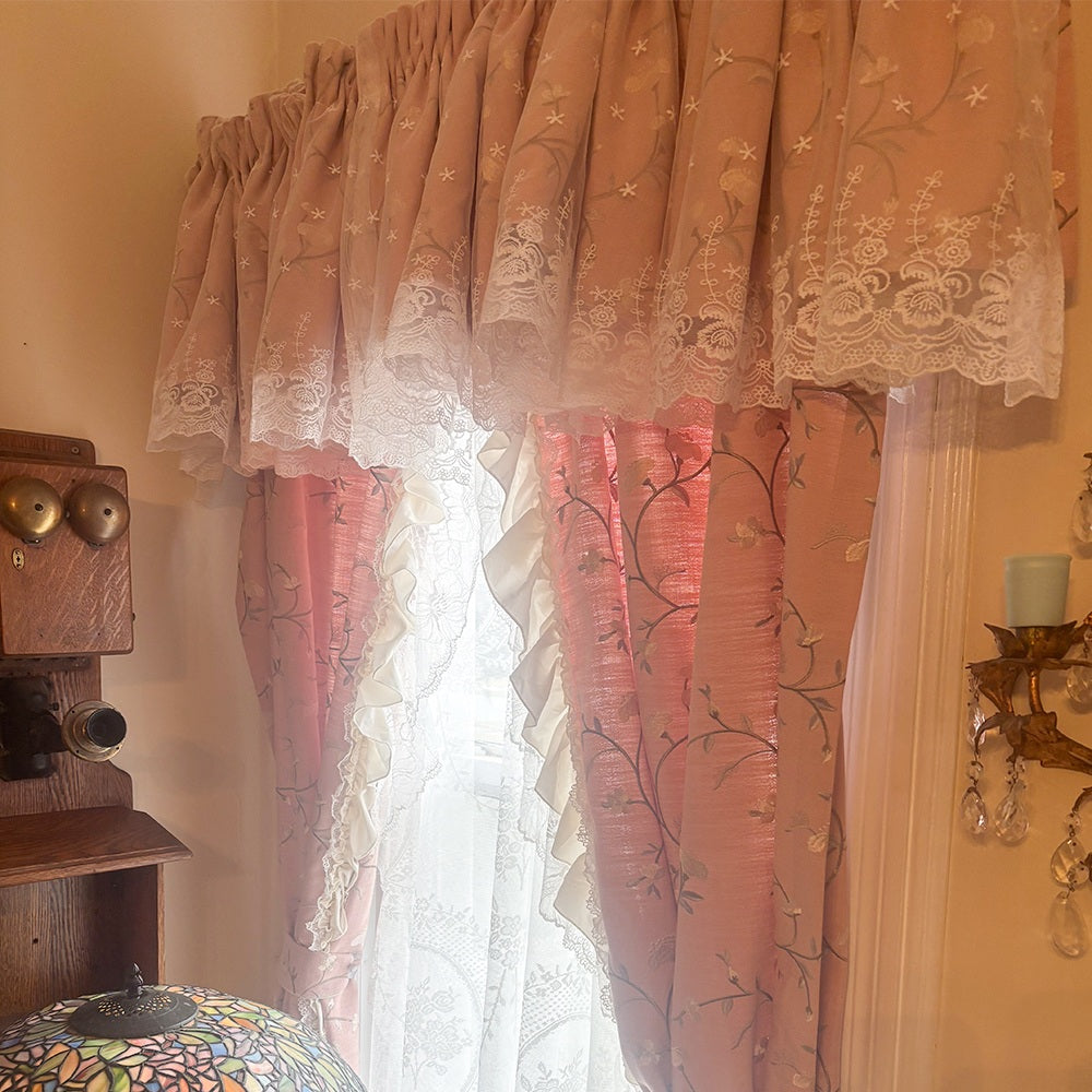 Bloom Spring Hues Floral Embroidered Curtains