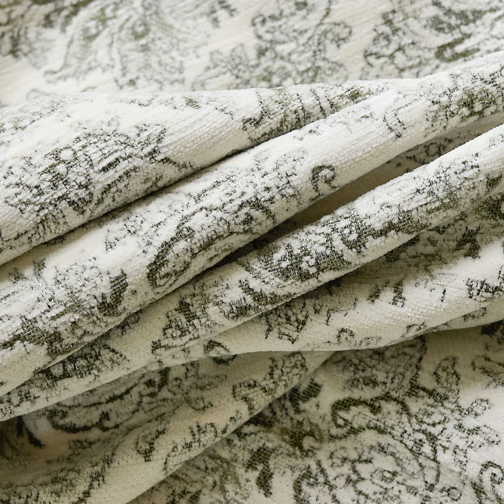 Bonnie Soft Green Velvet Damask Floral Curtains