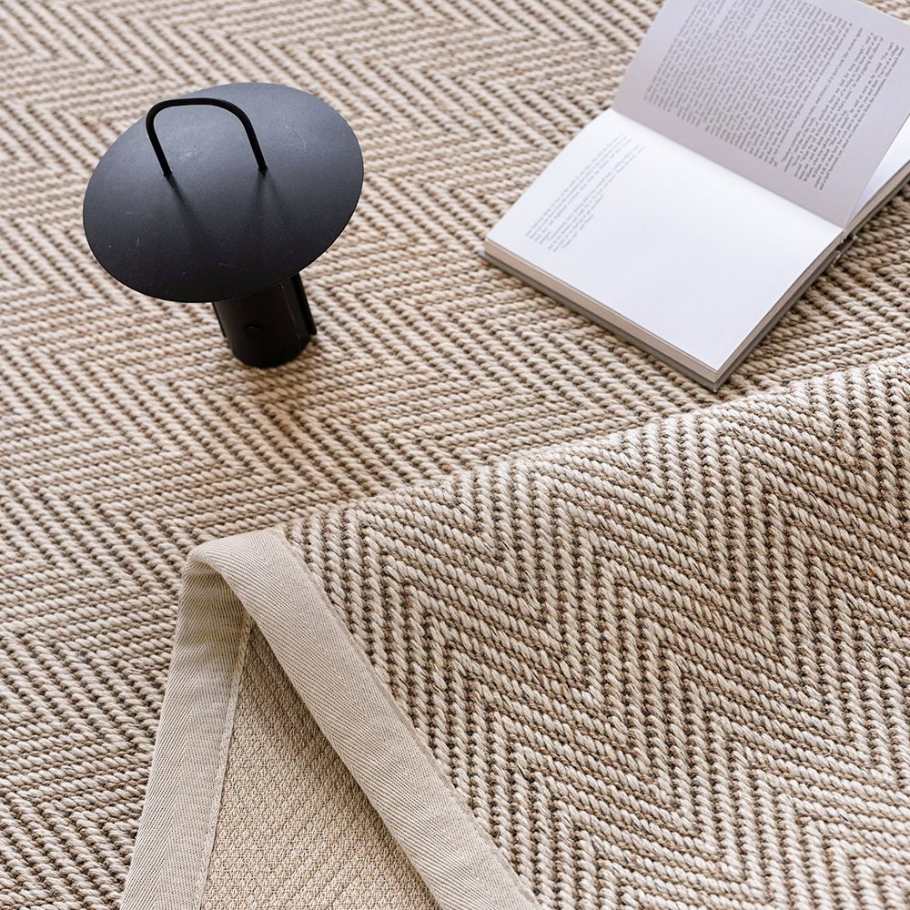 Callen Natural Wool Jute Herringbone Custom Rug