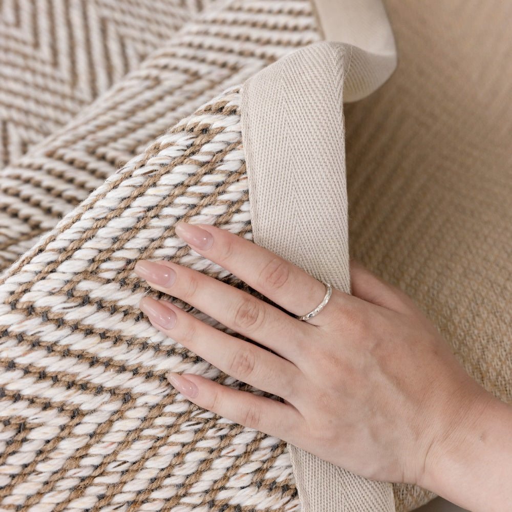 Callen Natural Wool Jute Herringbone Custom Rug