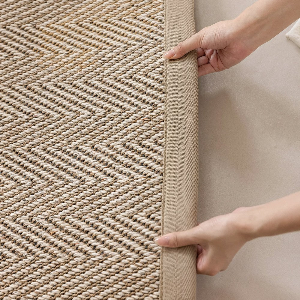 Callen Natural Wool Jute Herringbone Custom Rug