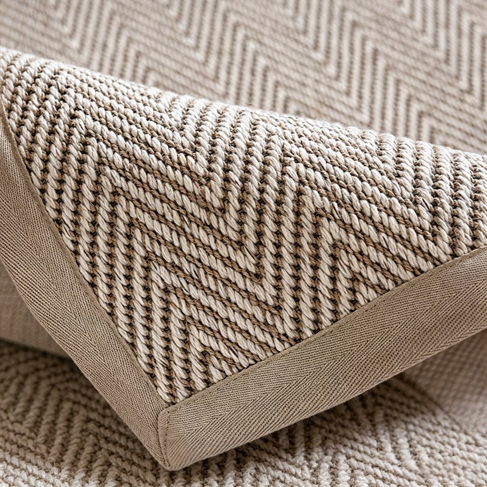 Callen Natural Wool Jute Herringbone Custom Rug