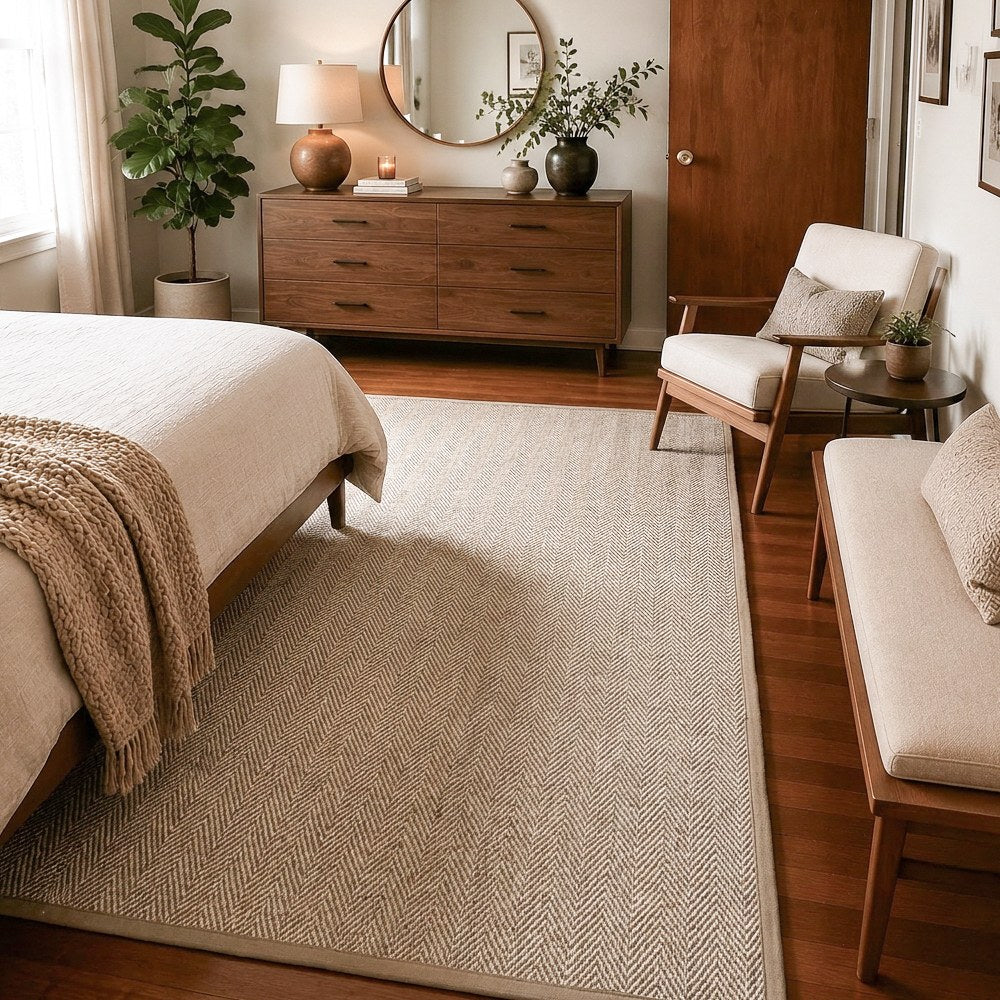 Callen Natural Wool Jute Herringbone Custom Rug