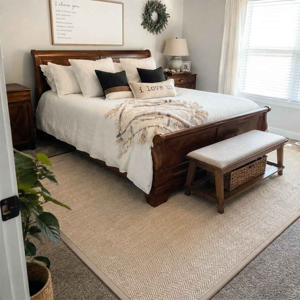 Callen Natural Wool Jute Herringbone Custom Rug