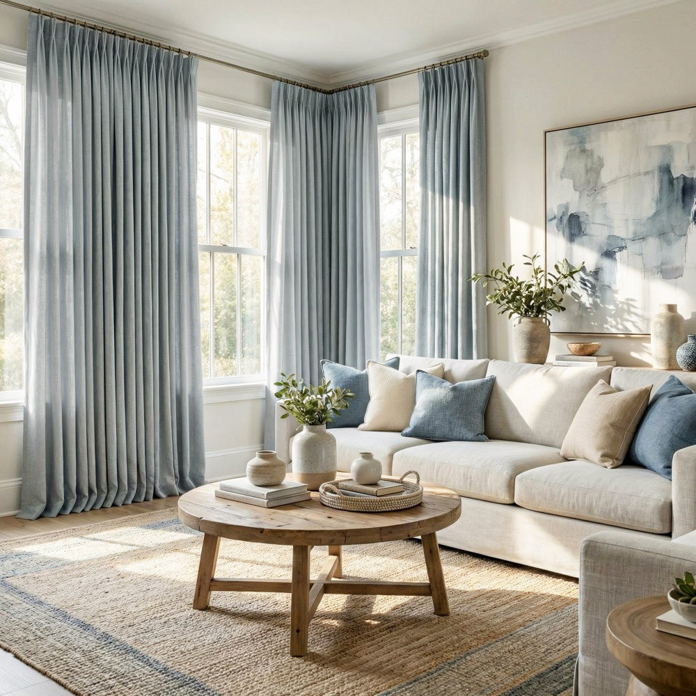 Cameron Soft Linen Blend Crosshatch Textured Curtains