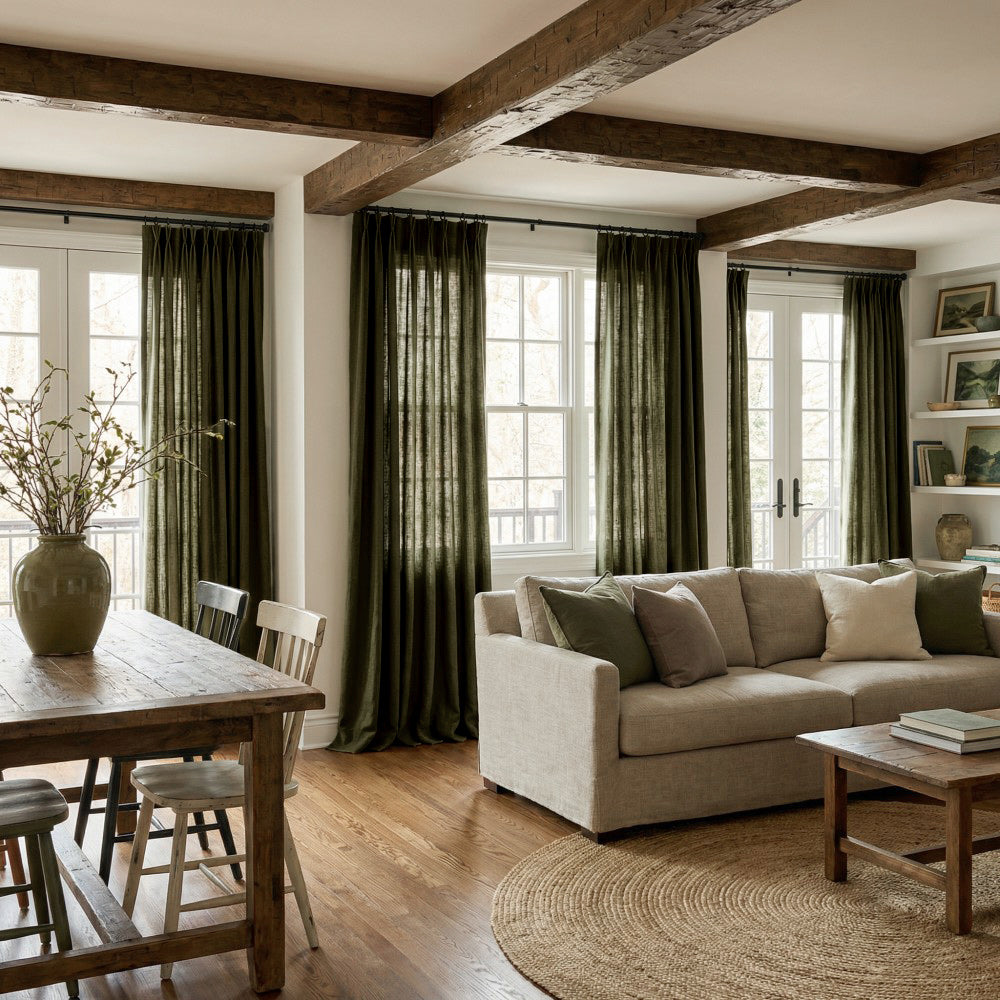 Cameron Soft Linen Blend Crosshatch Textured Curtains