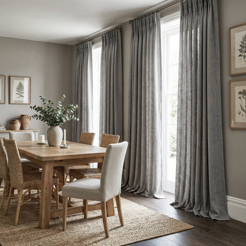 Cameron Soft Linen Blend Crosshatch Textured Curtains