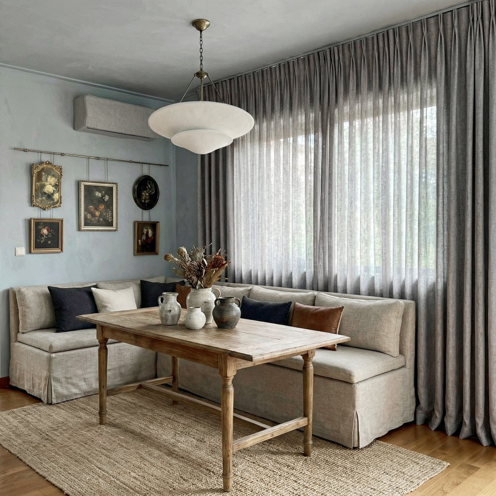 Cameron Soft Linen Blend Crosshatch Textured Curtains